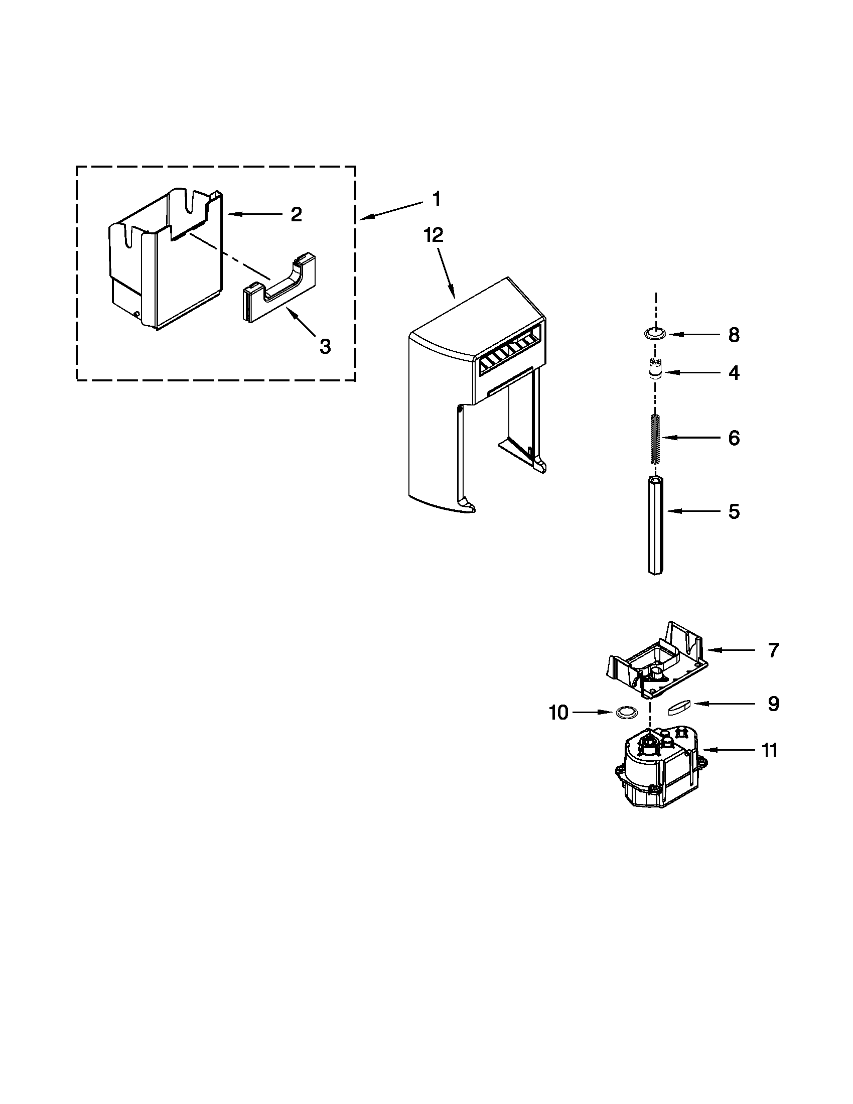 Motor and ice container parts