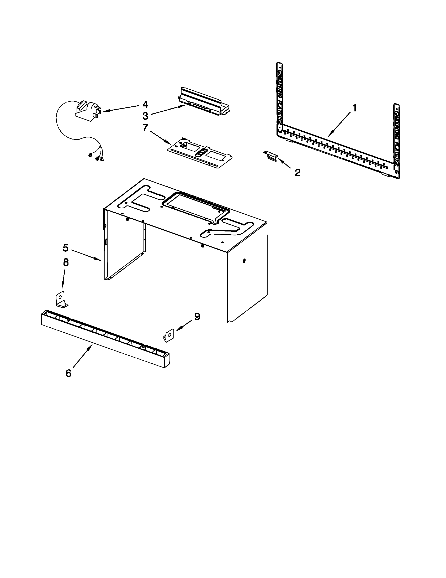 Cabinet and installation parts