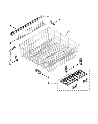 Upper rack and track parts