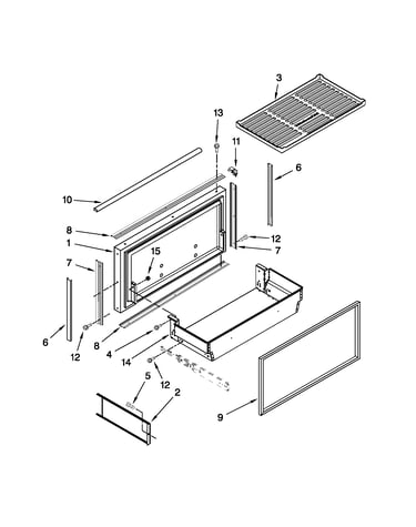 Freezer door and basket parts