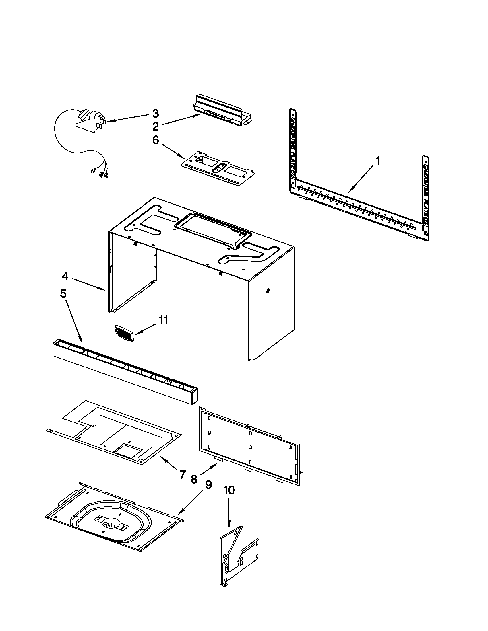 Cabinet and installation parts