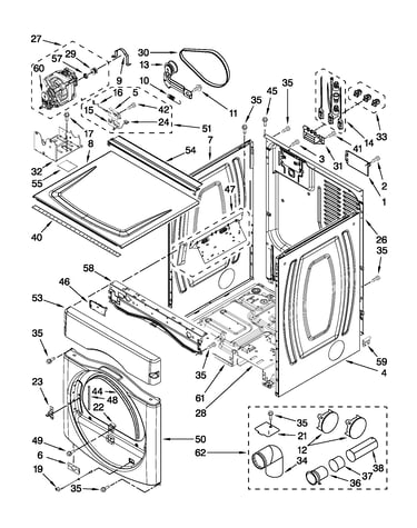 Dryer cabinet parts