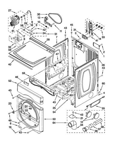 Dryer cabinet parts