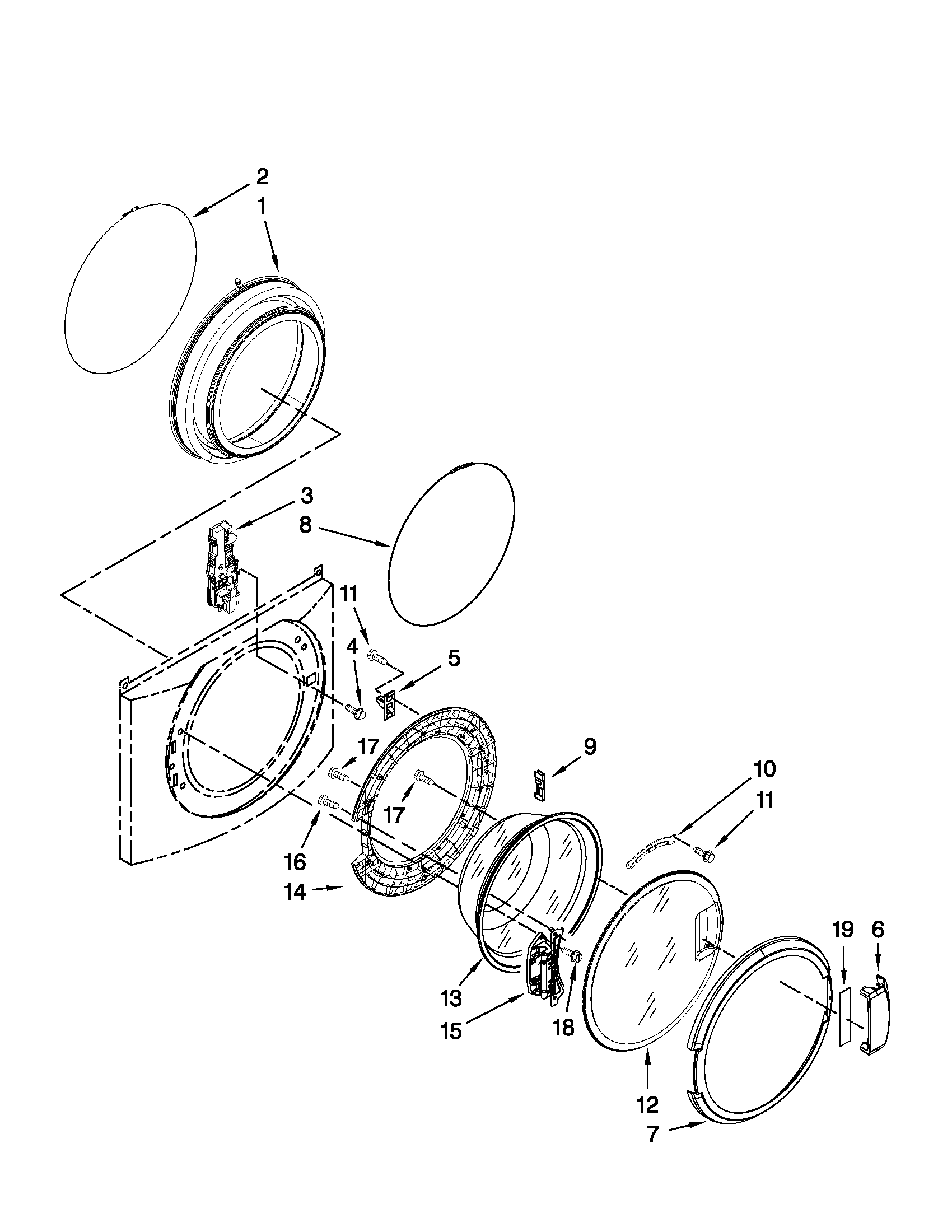 Washer door parts