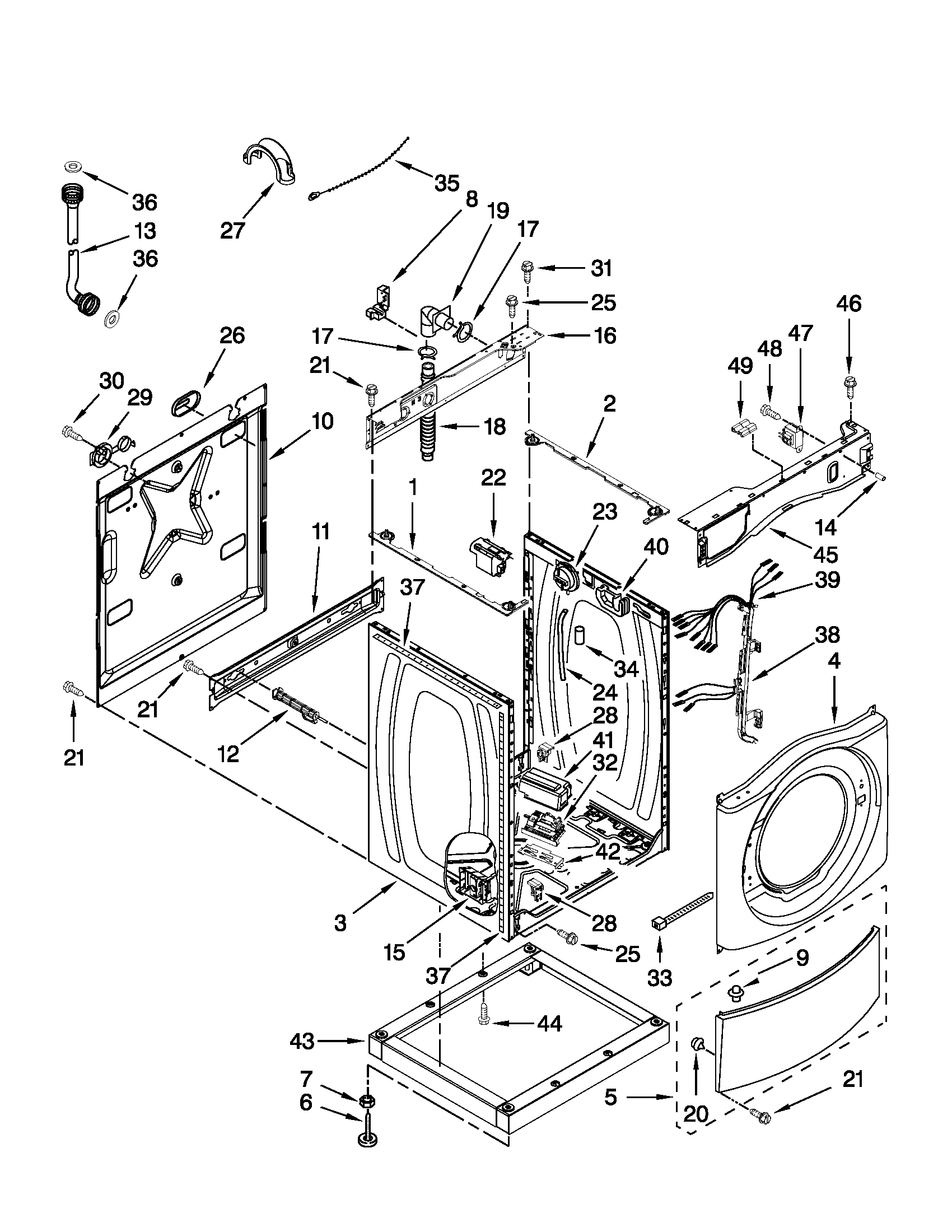 Washer cabinet parts