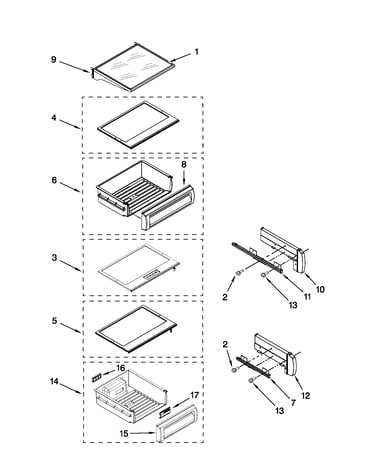Refrigerator shelf parts
