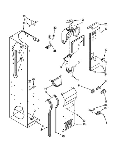 Freezer liner and air flow parts