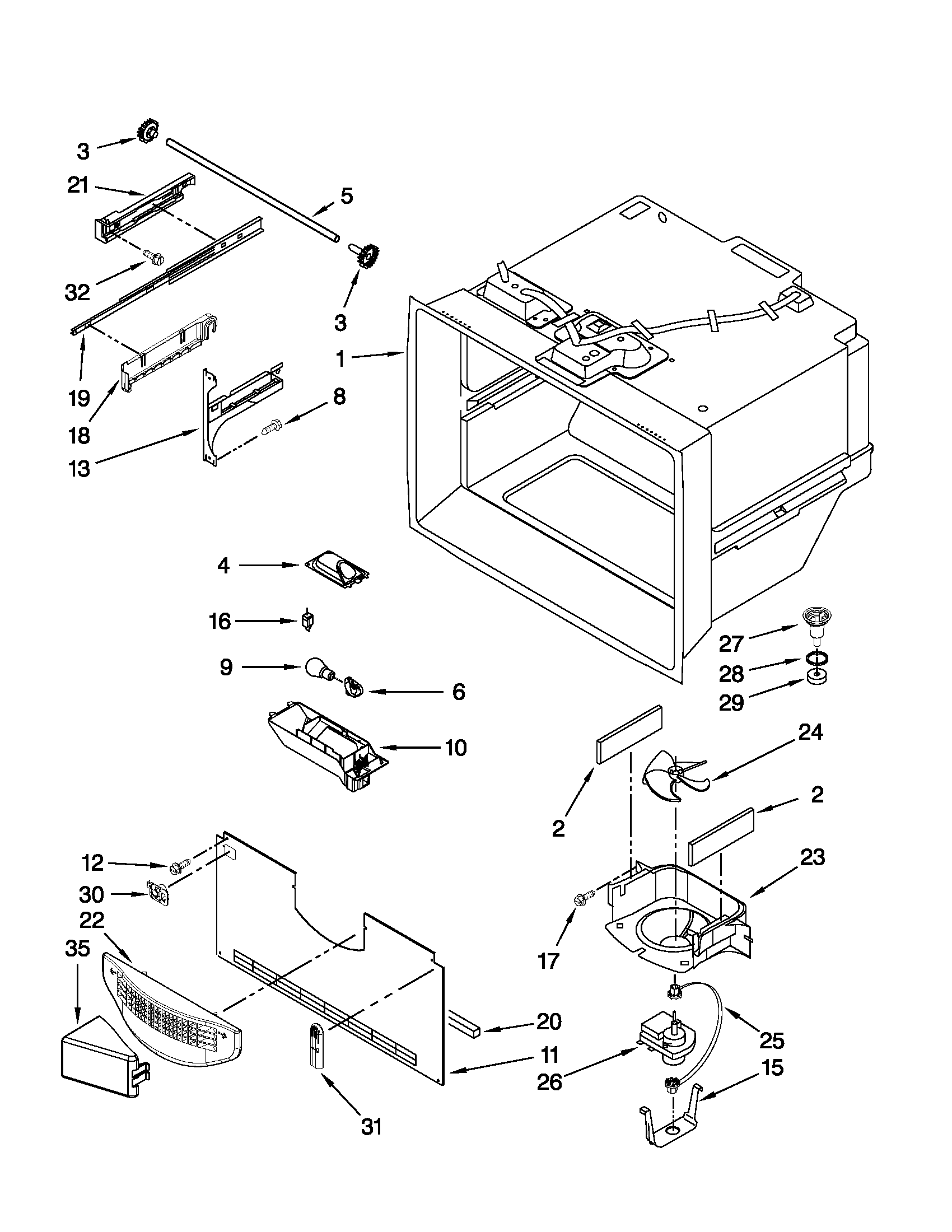 Freezer liner parts