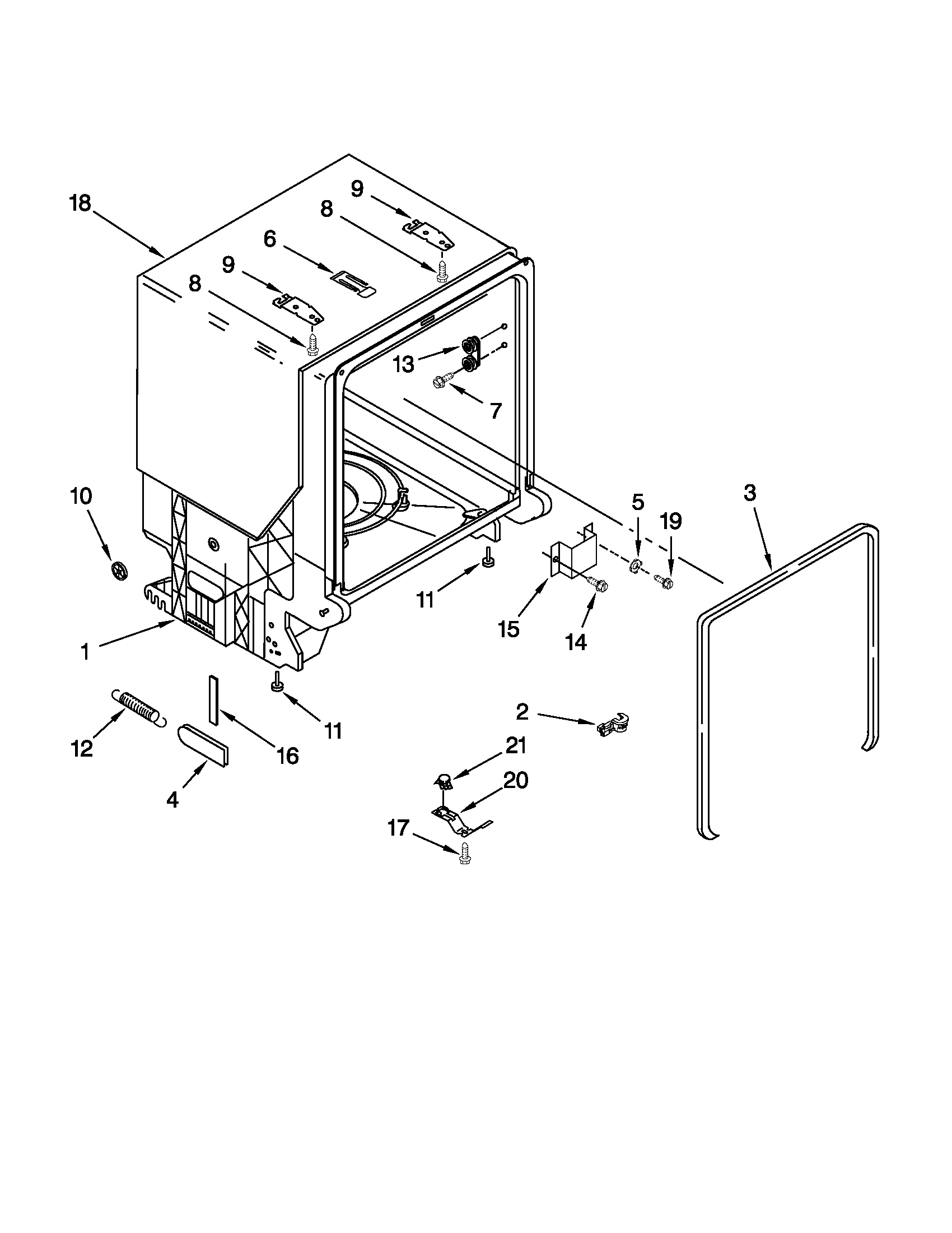 TUB AND FRAME PARTS