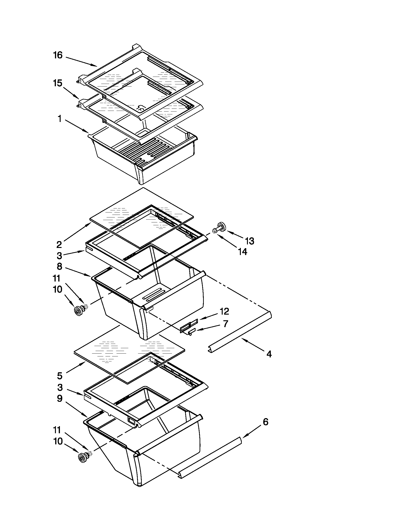 Refrigerator shelf parts