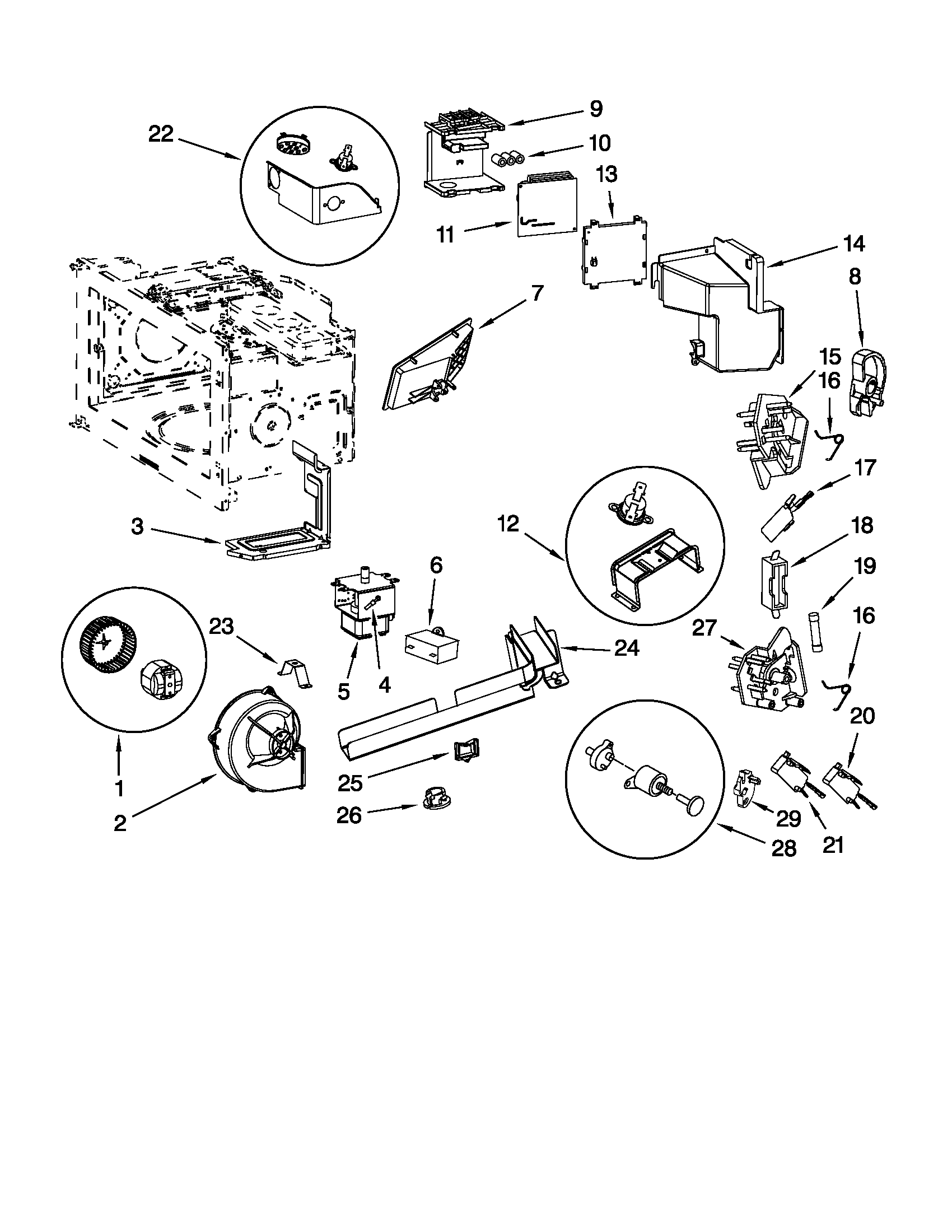 Interior and air flow parts