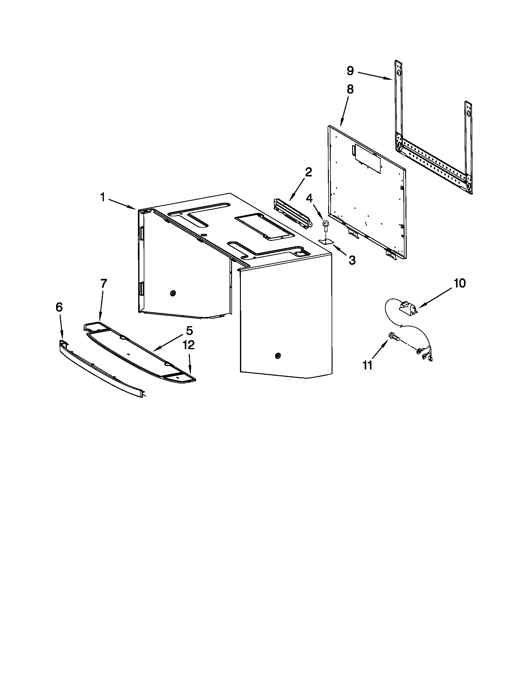 Cabinet and installation parts