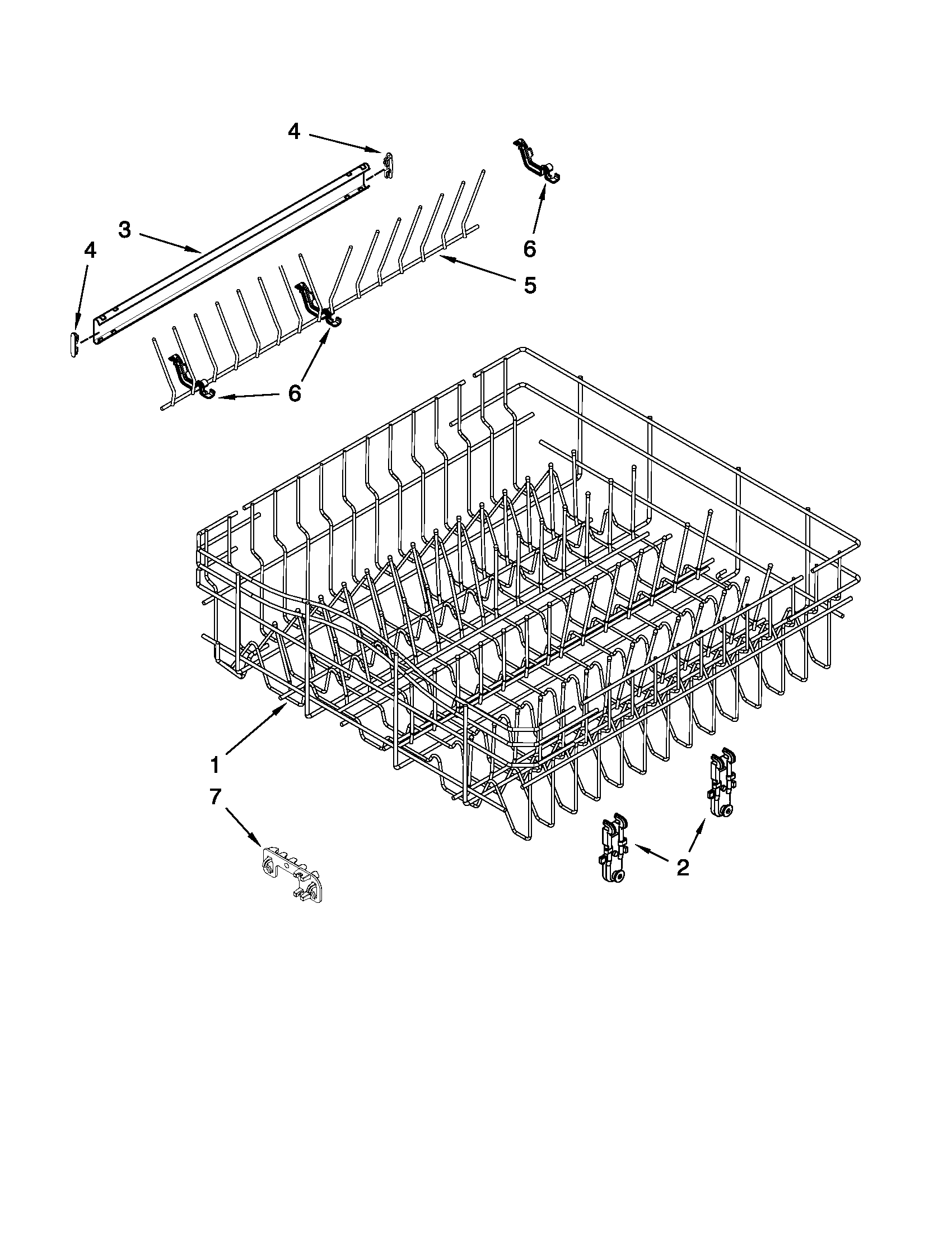 Upper rack and track parts