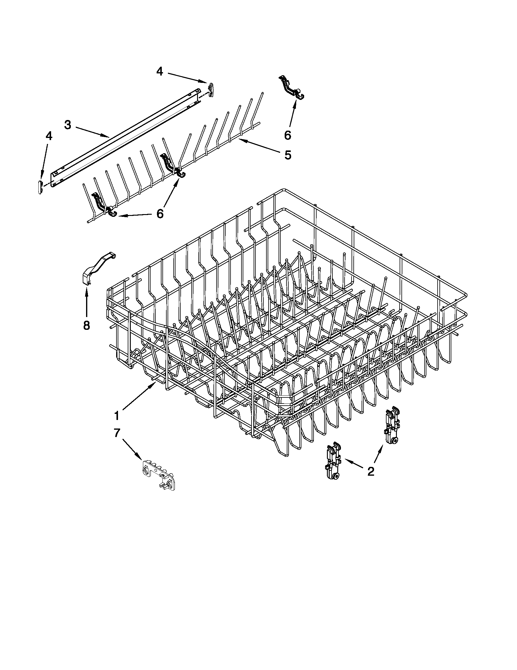Upper rack and track parts