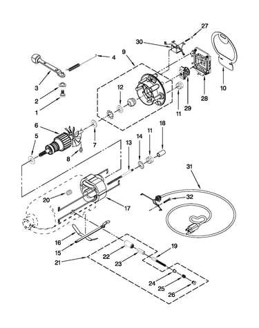 Motor and control parts