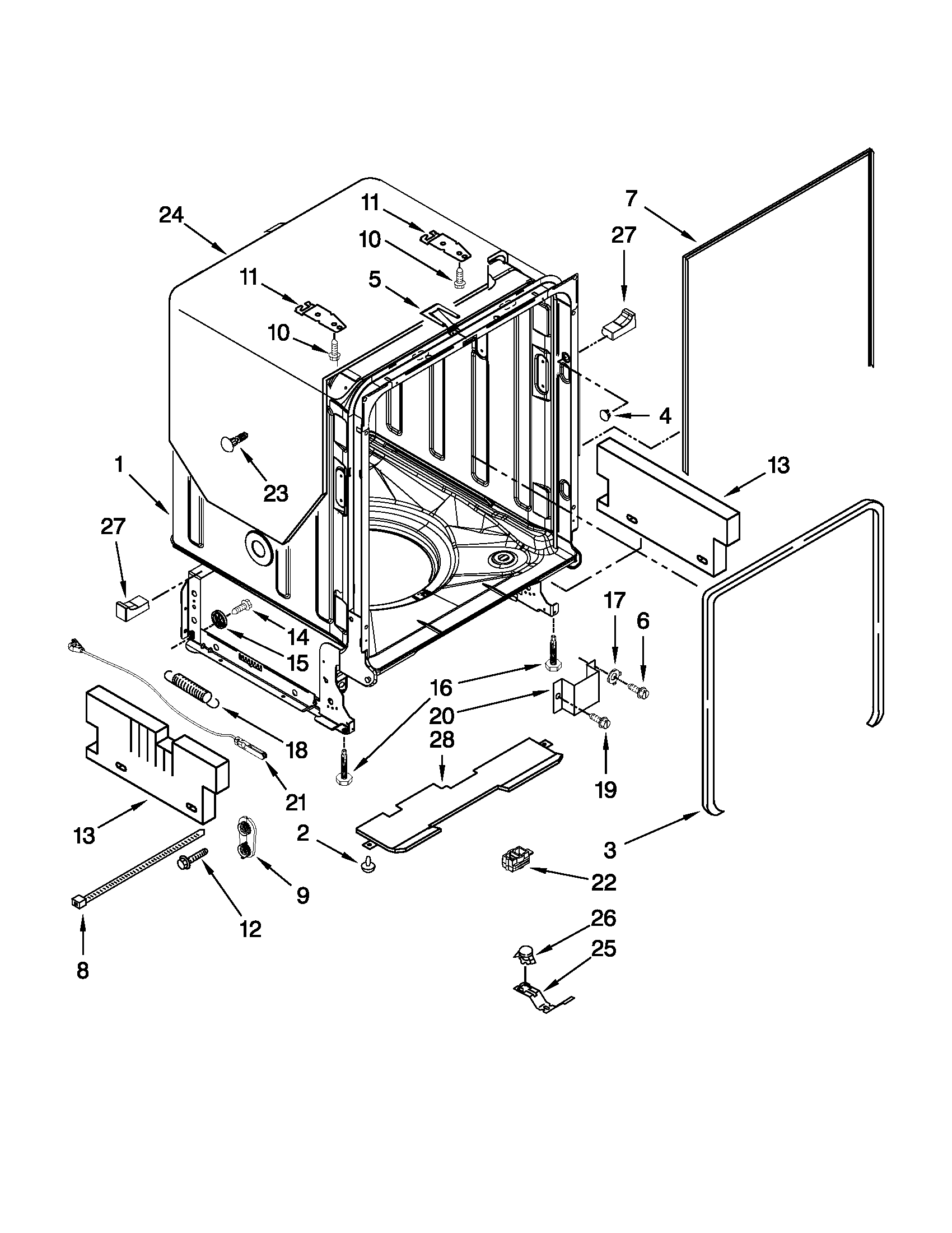 Tub and frame parts