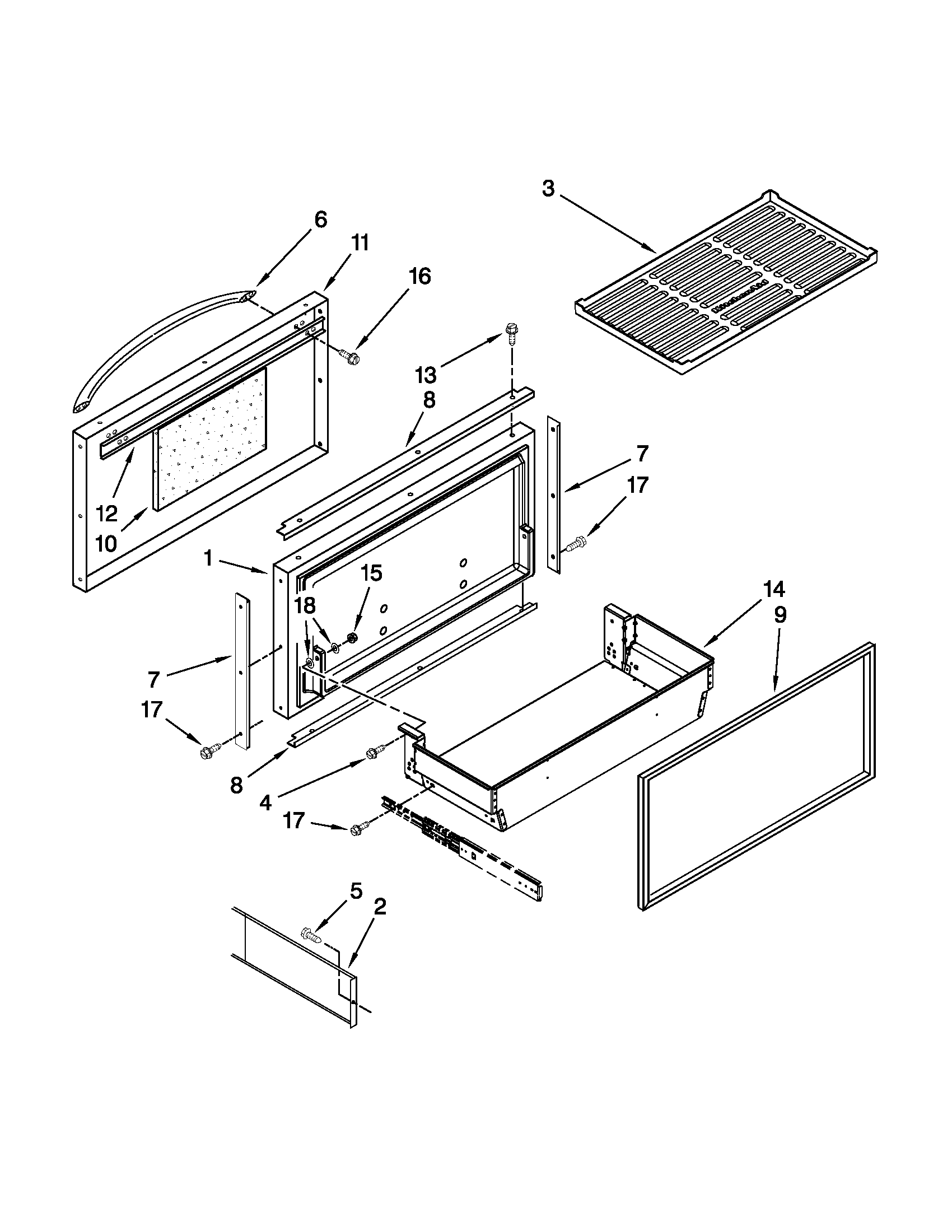 Freezer door and basket parts