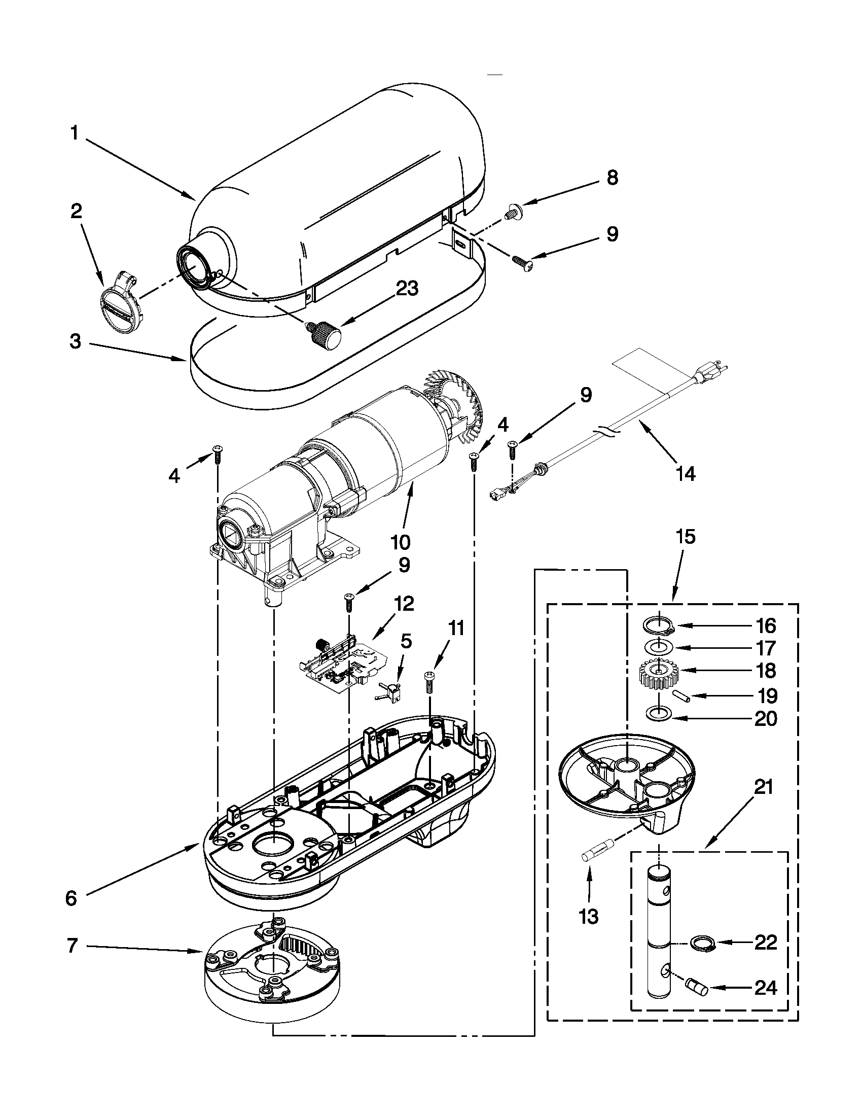 Case, gearing and planetary unit