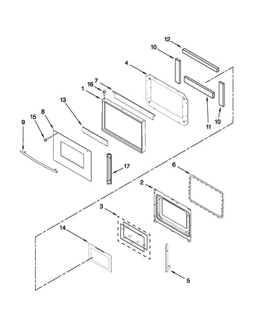 Upper oven door parts
