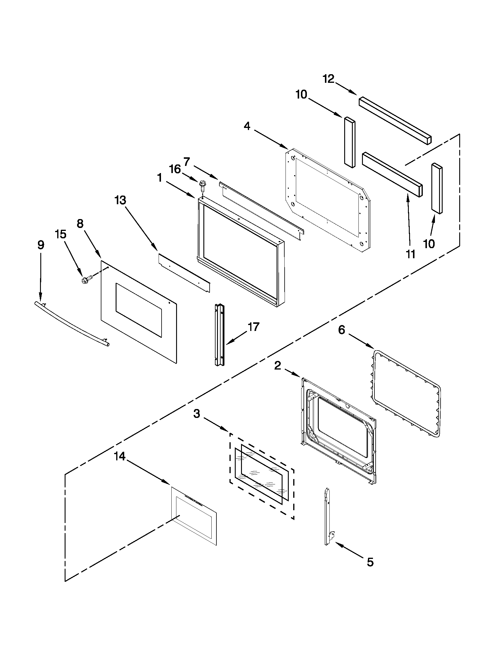 Lower oven door parts