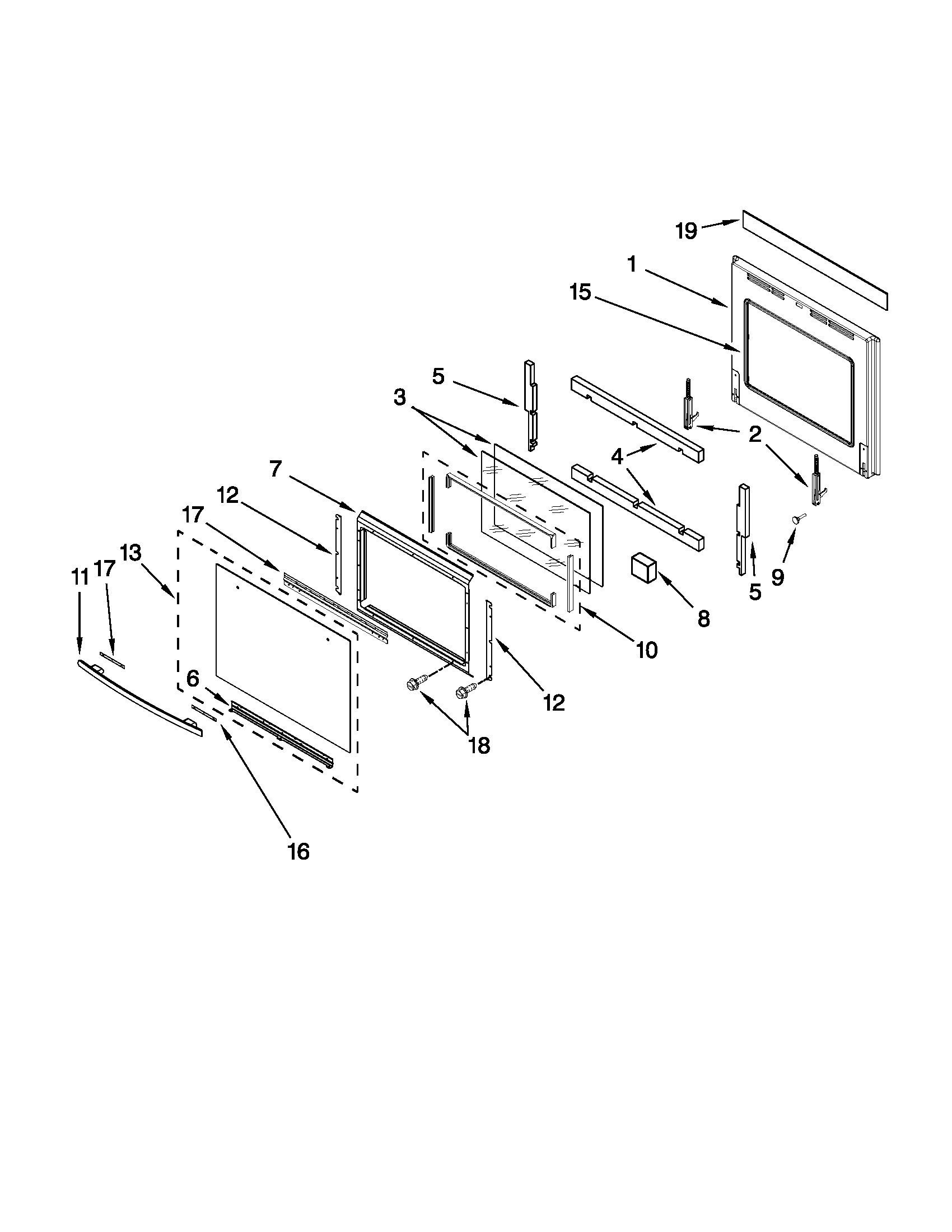 Oven door parts