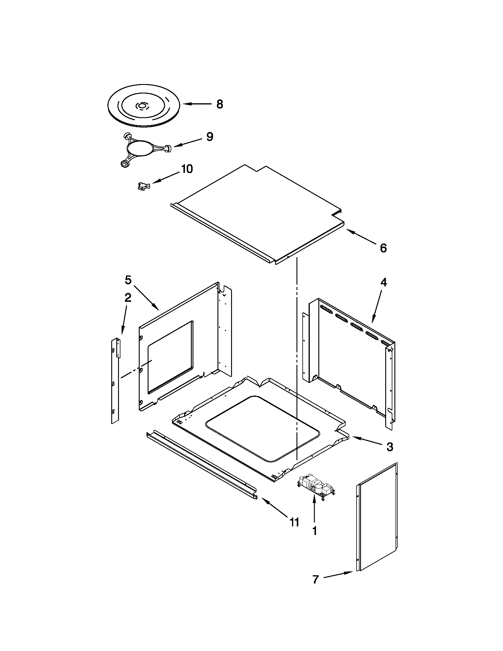 TOP SUPPORT AND TURNTABLE PARTS