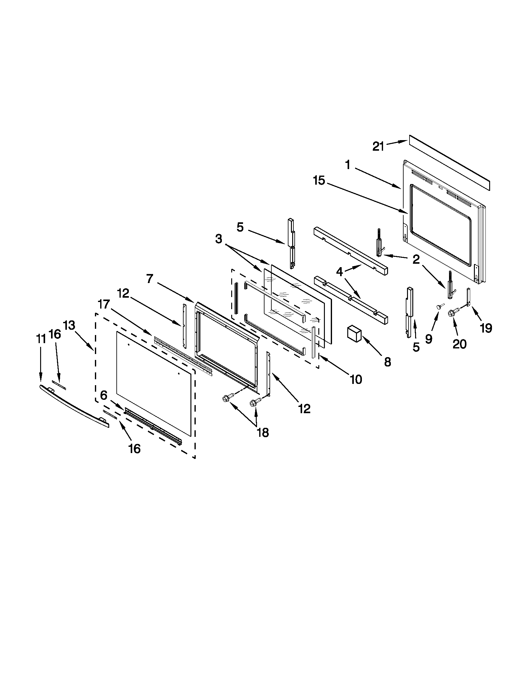 Oven door parts