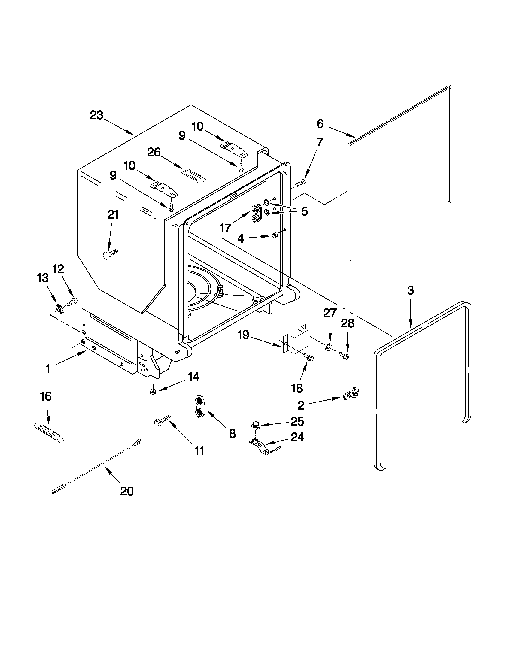 TUB AND FRAME PARTS