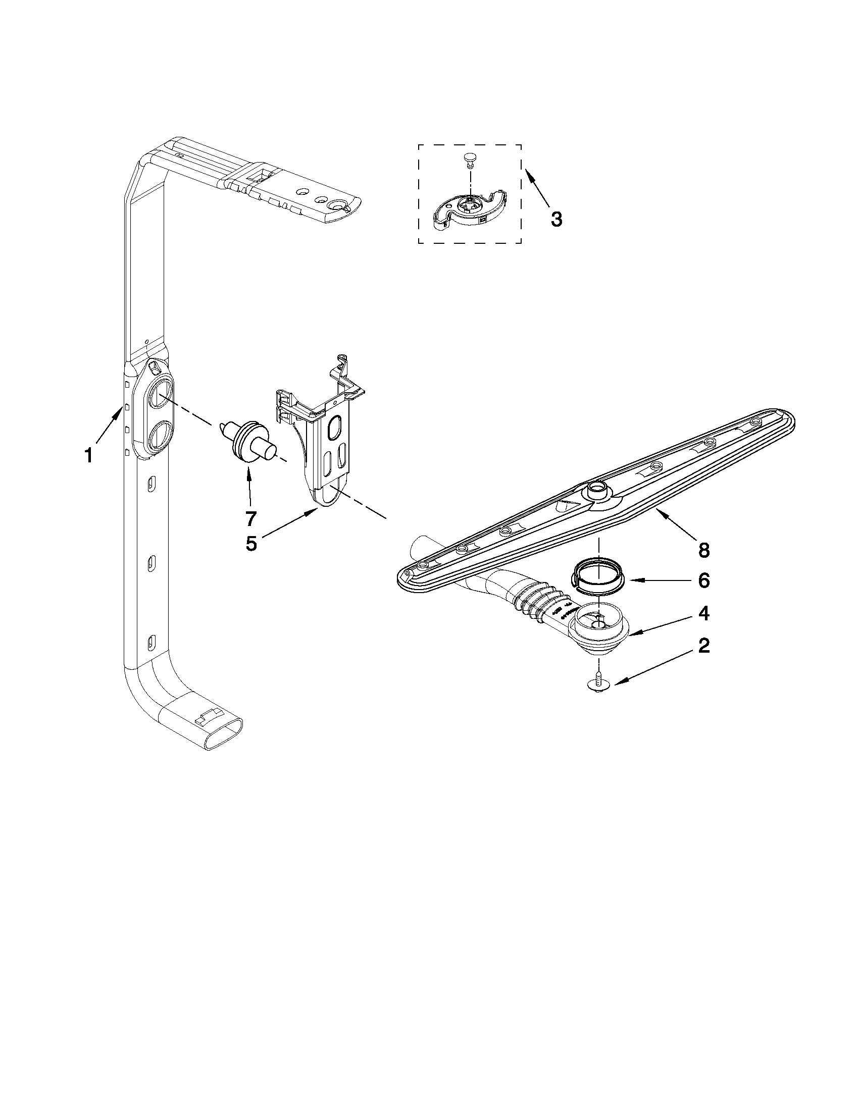 Upper wash and rinse parts