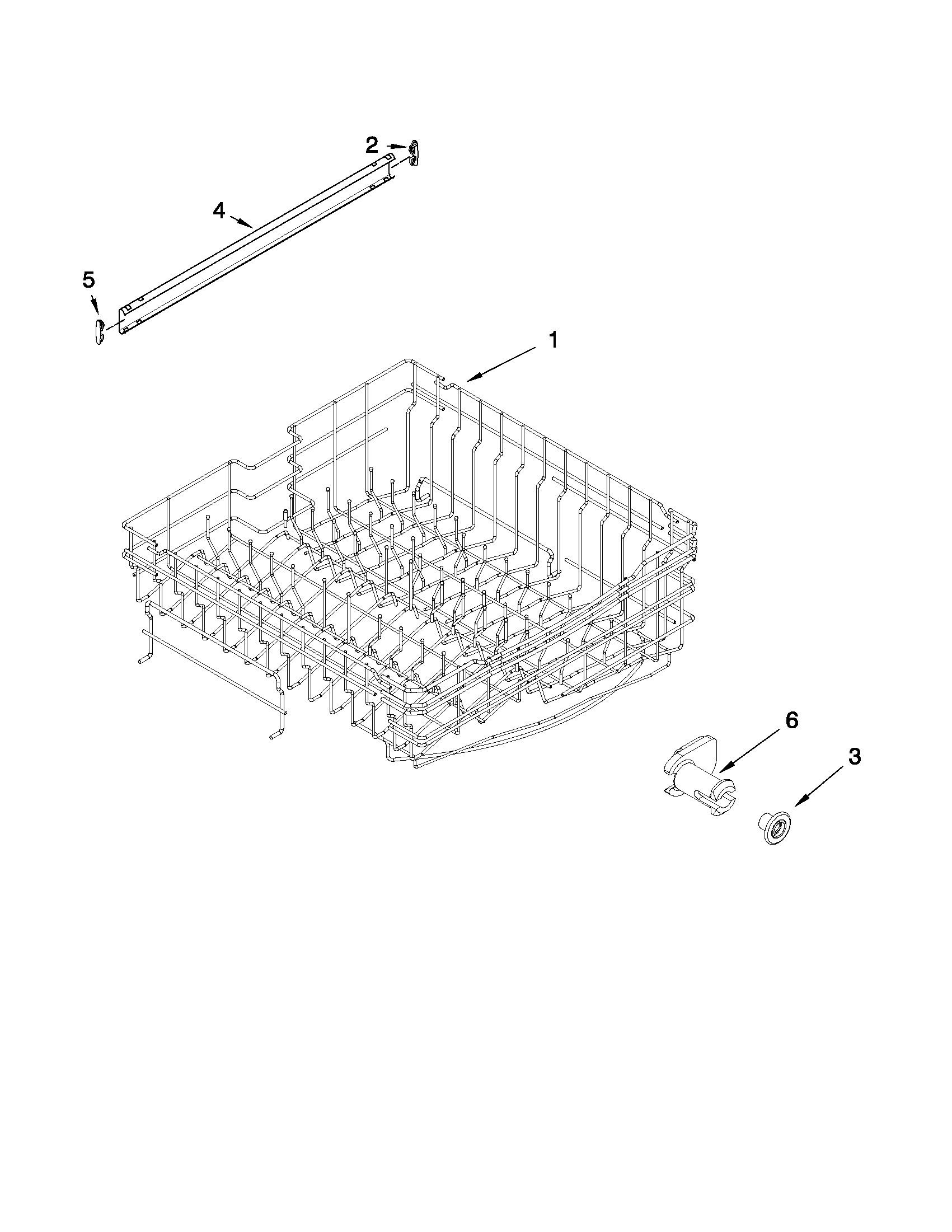 Upper rack and track parts
