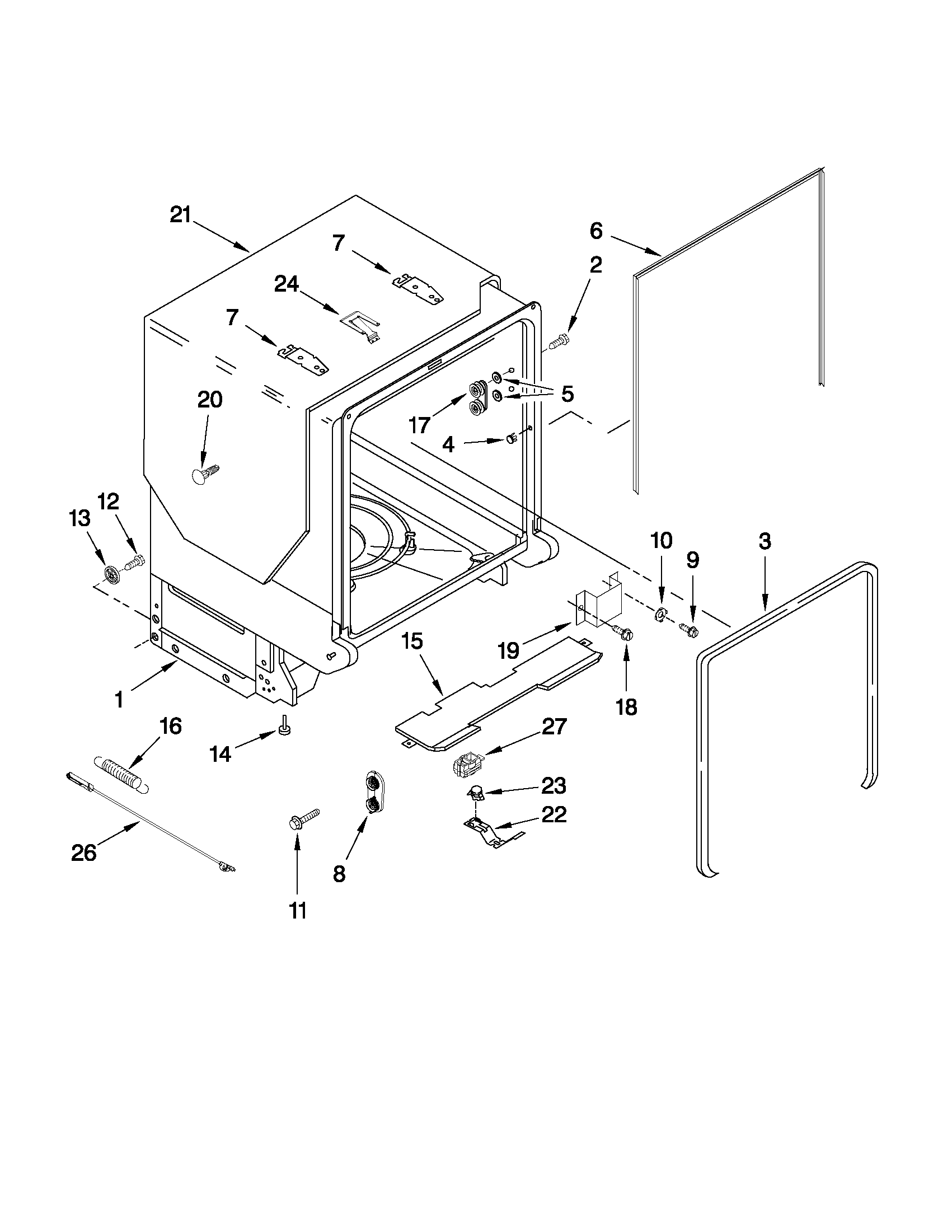 Tub and frame parts