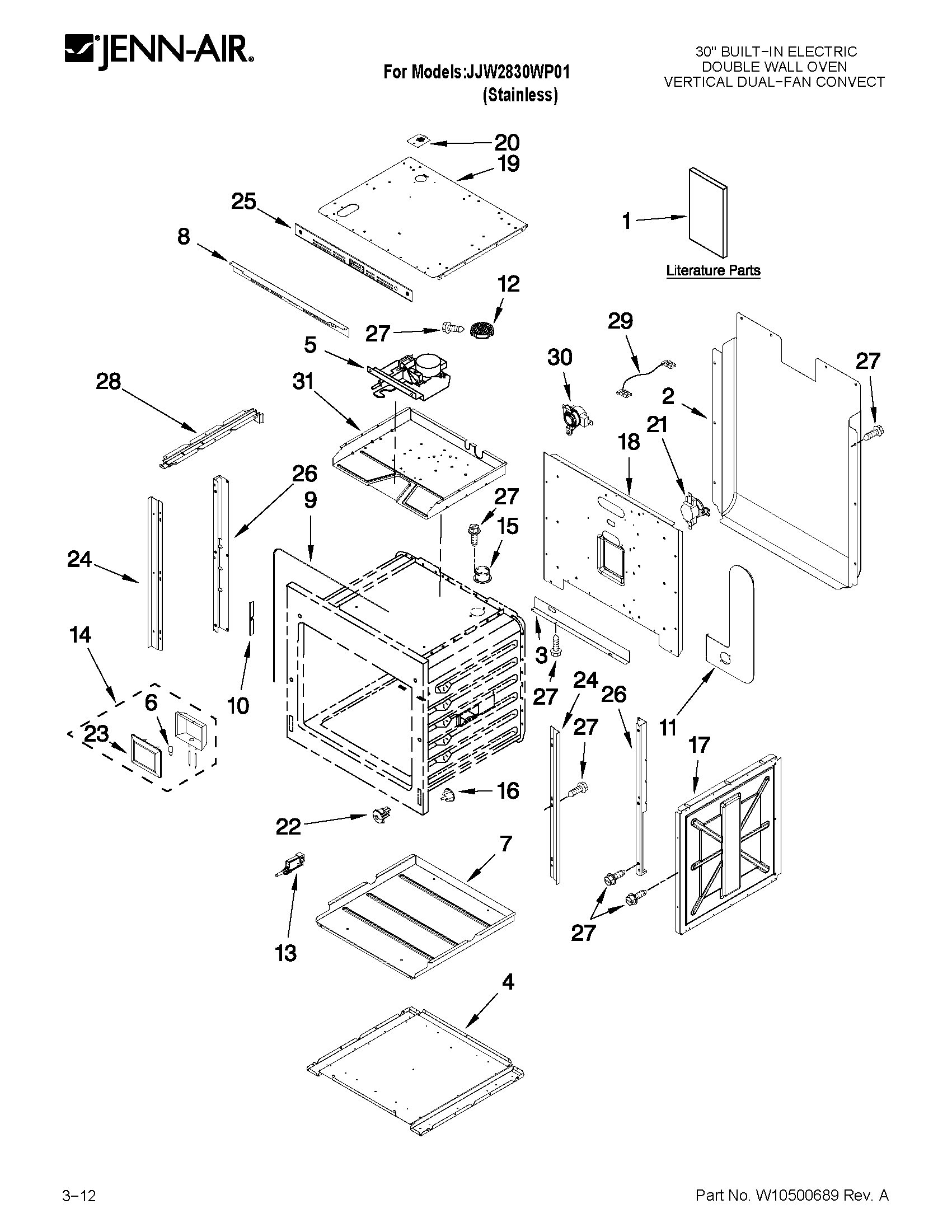 Upper oven parts