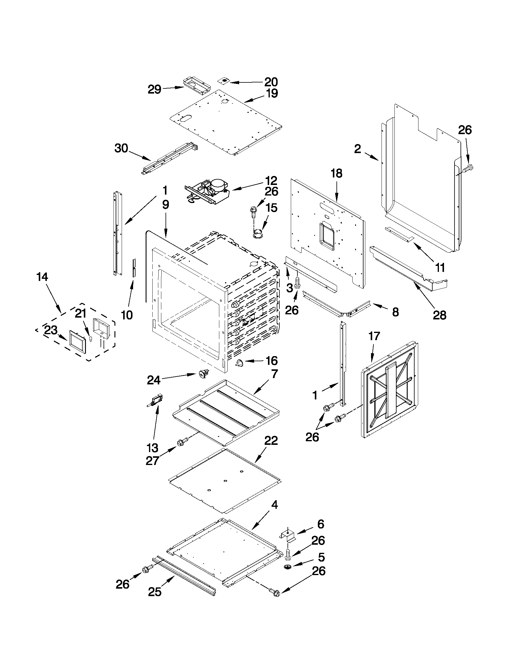 Lower oven parts