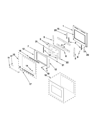 Upper oven door parts