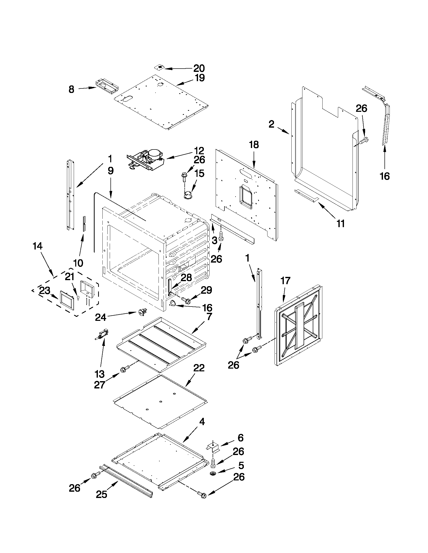 Lower oven parts