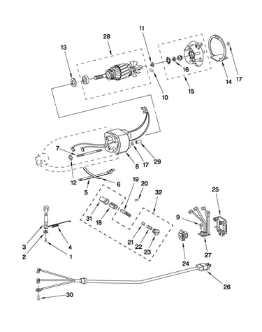 Motor and control parts