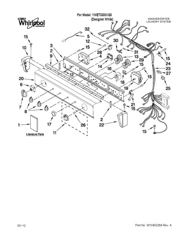 Washer/dryer control panel parts