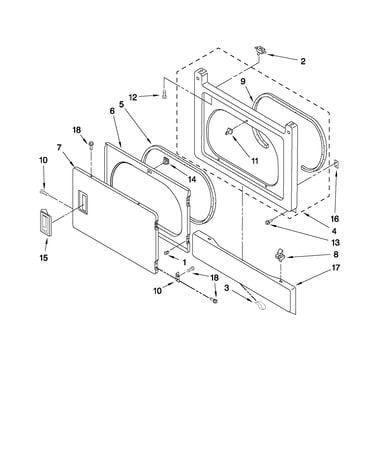 Dryer front panel and door parts
