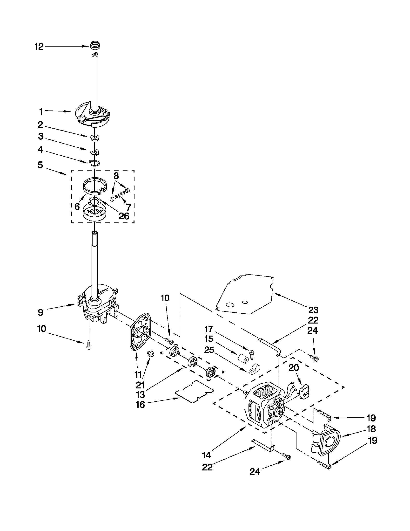 Brake, clutch, gearcase, motor and pump parts
