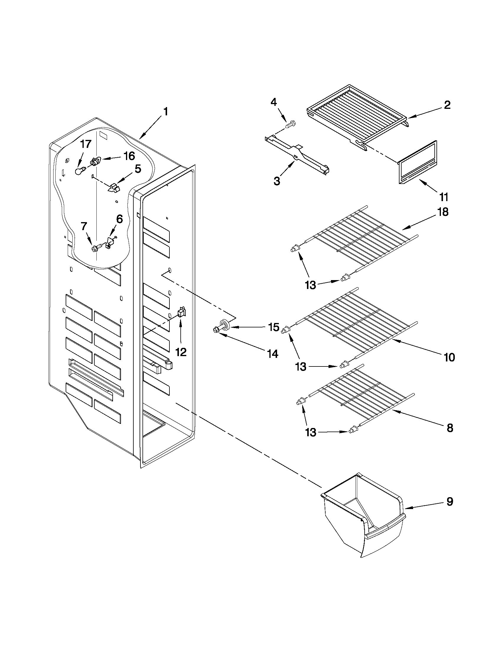 Freezer liner parts