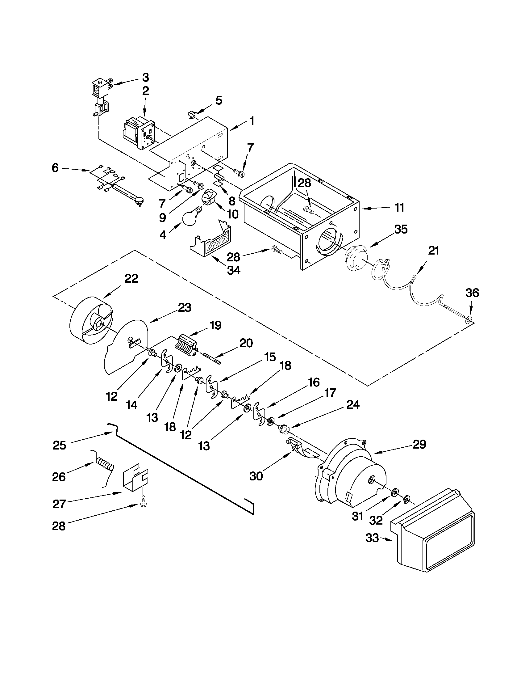 Motor and ice container parts