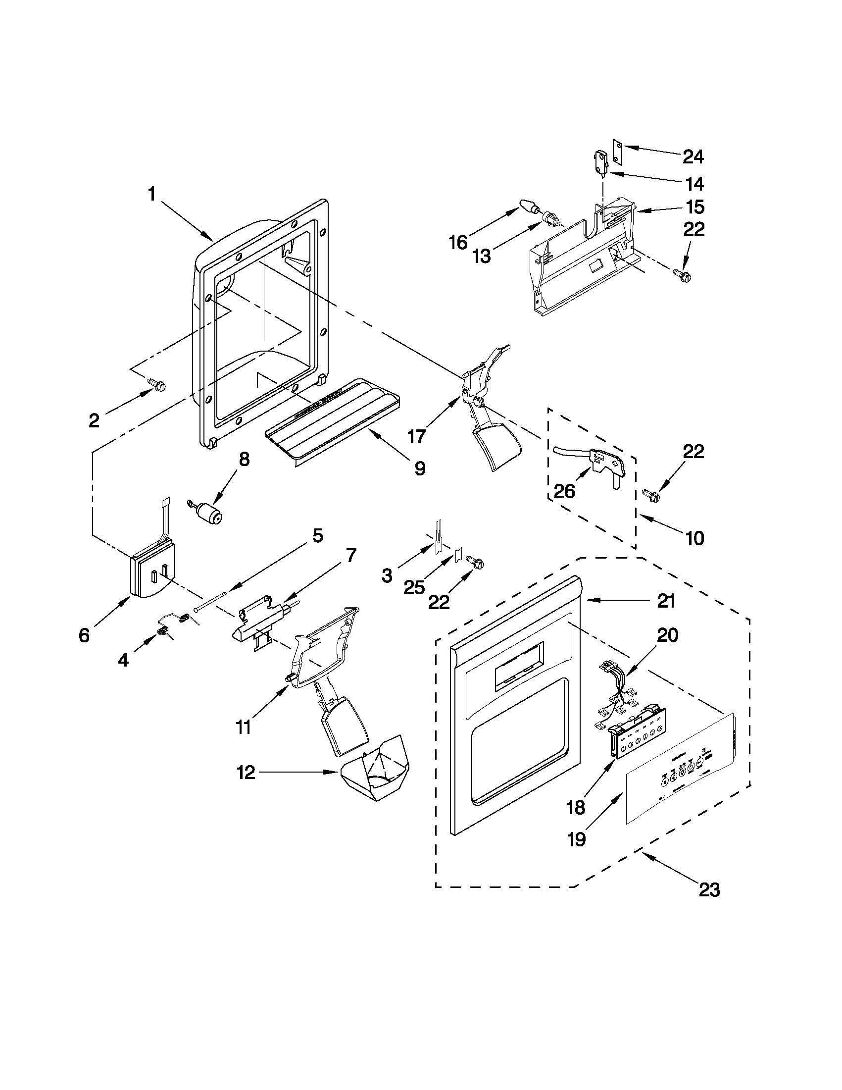 Dispenser front parts