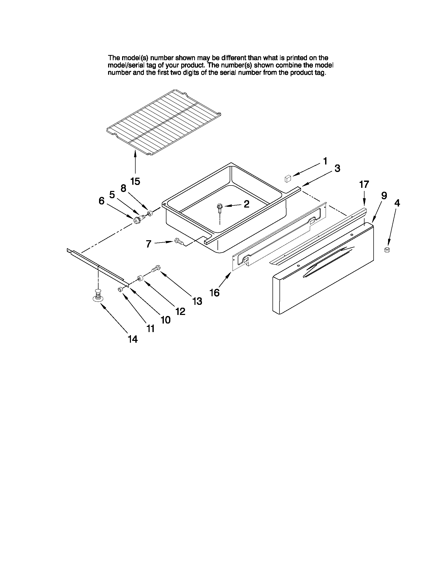 Drawer and rack parts