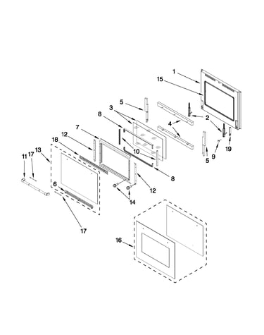 Upper oven door parts
