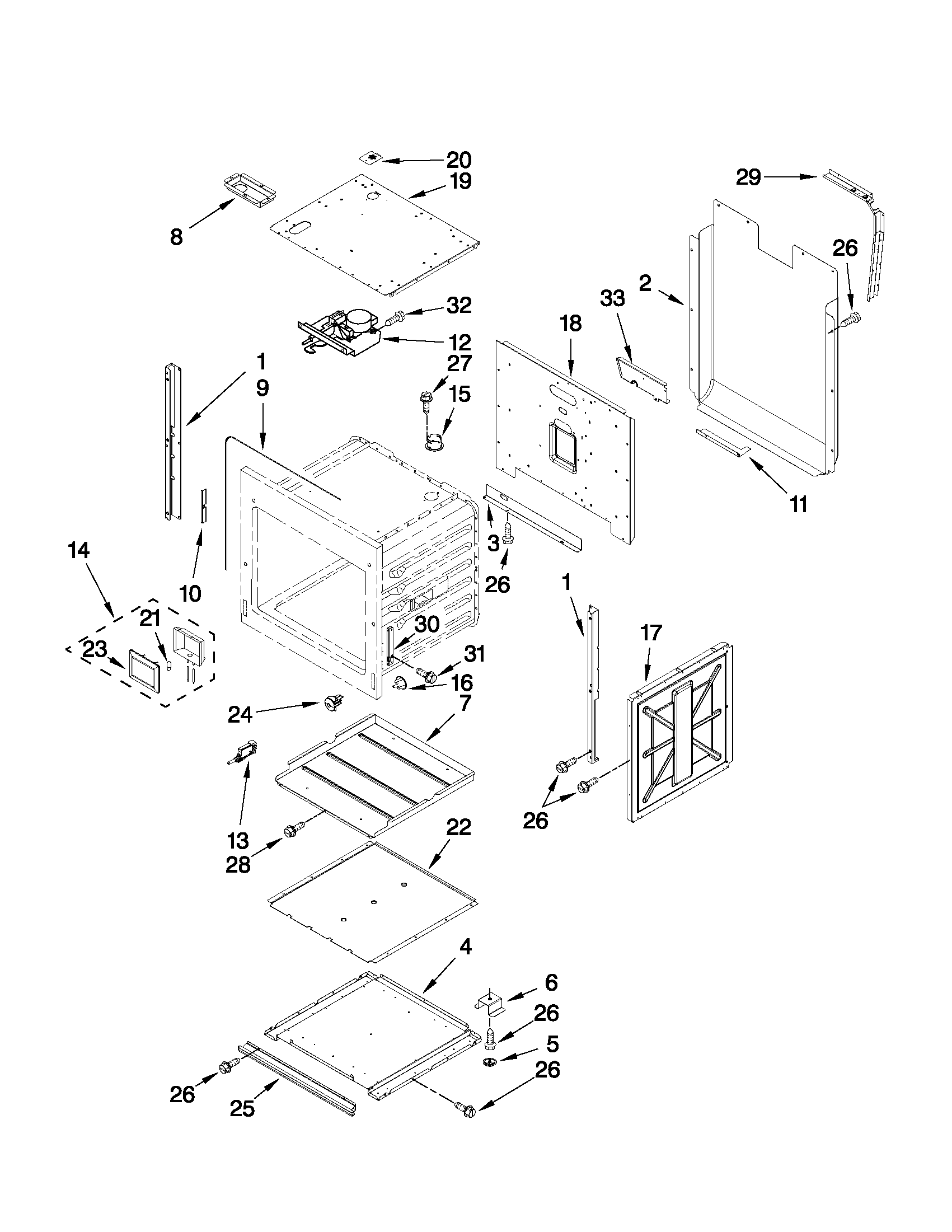 Lower oven parts