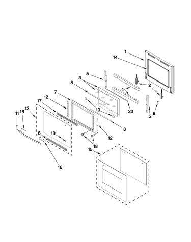 Lower oven door parts