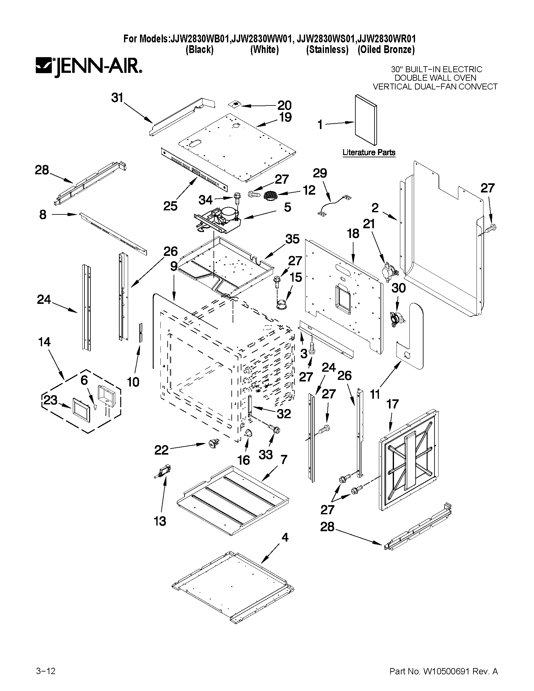 Upper oven parts