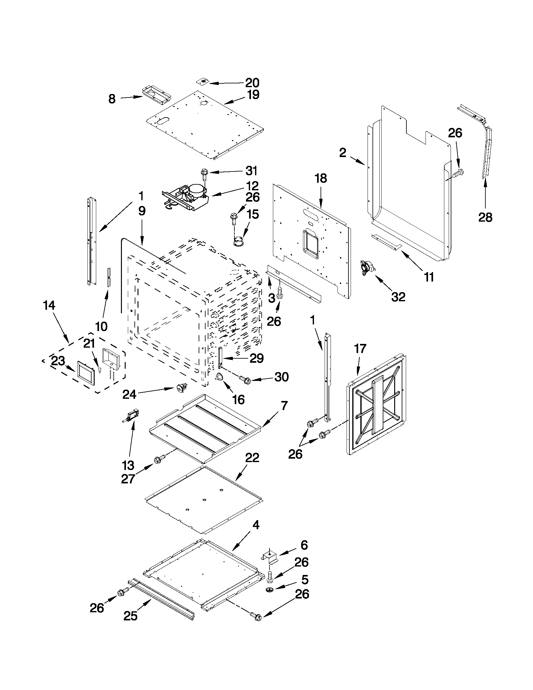 Lower oven parts