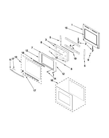 Upper oven door parts