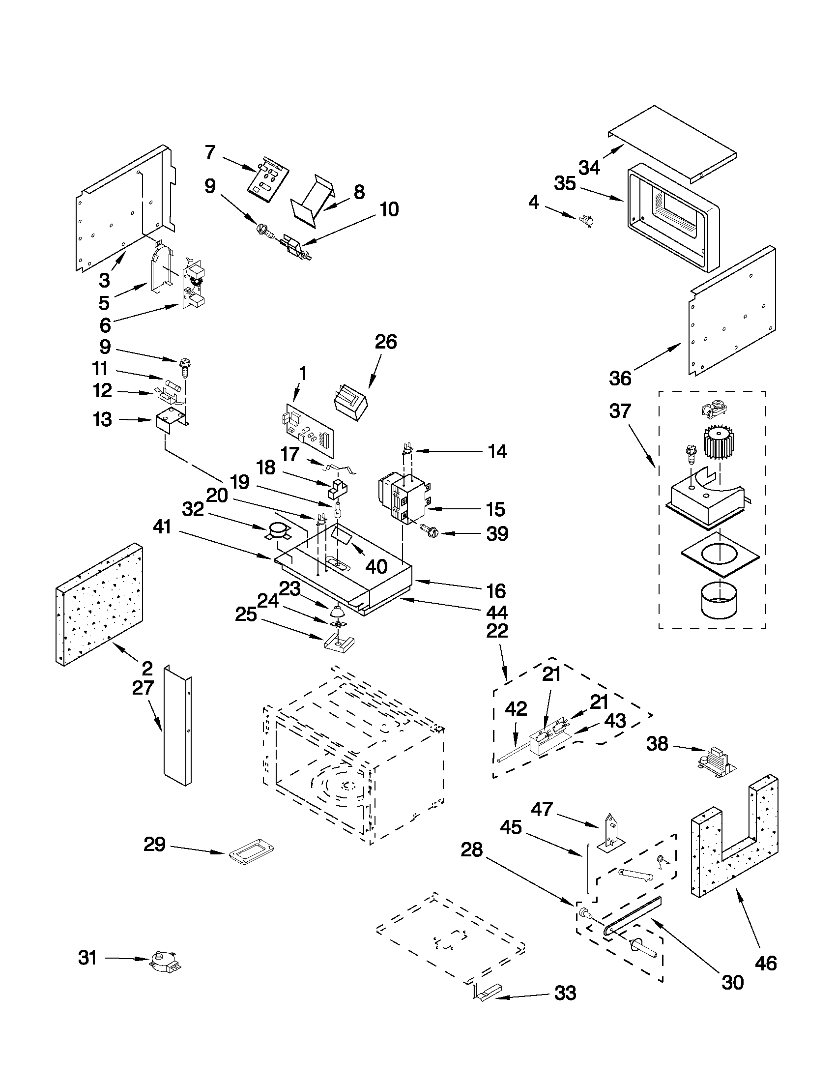 Cabinet and stirrer parts